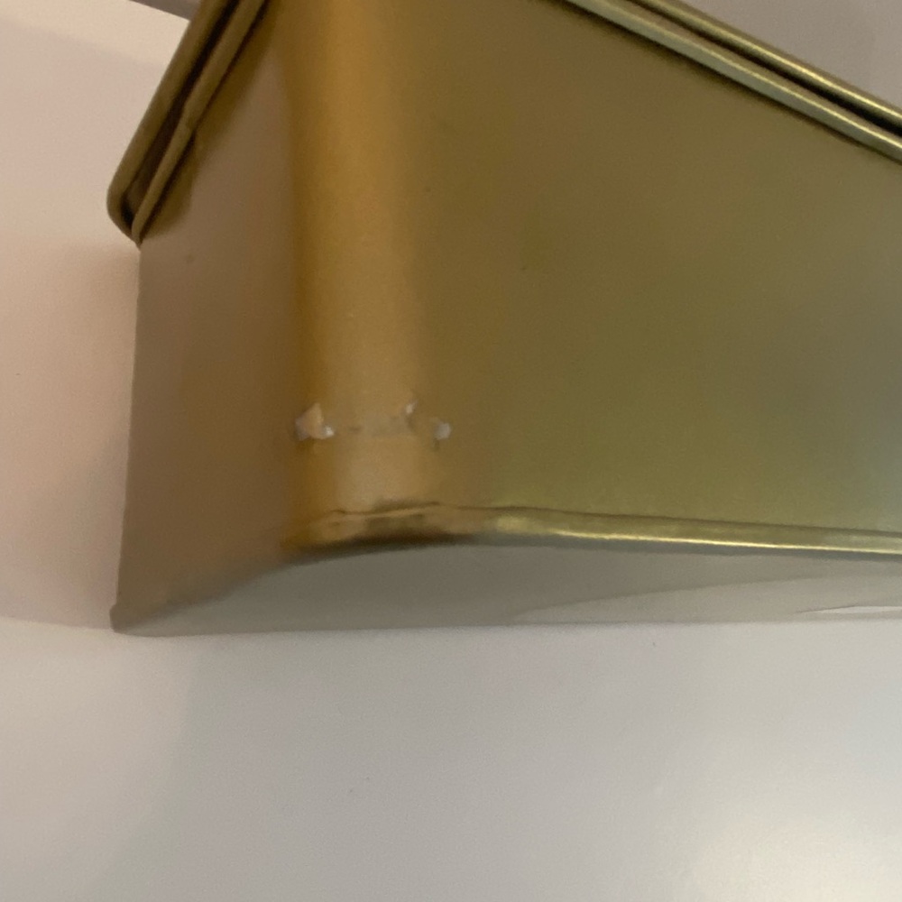 Hollywood Regency Set Of 2 Gold Metallic Tin Storage Box Containers With Latches - Picture 7 of 16